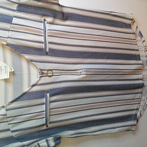 Flower & Feather Striped Top